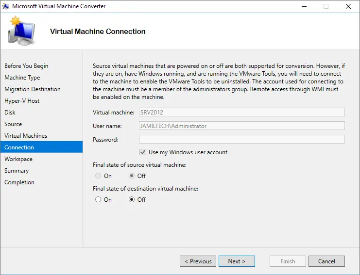 MVMC virtual machine connection