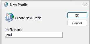 Mail setup create new profile