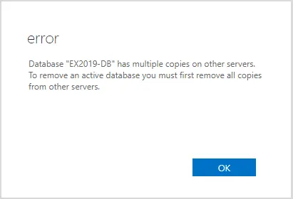Mailbox server cannot be removed error