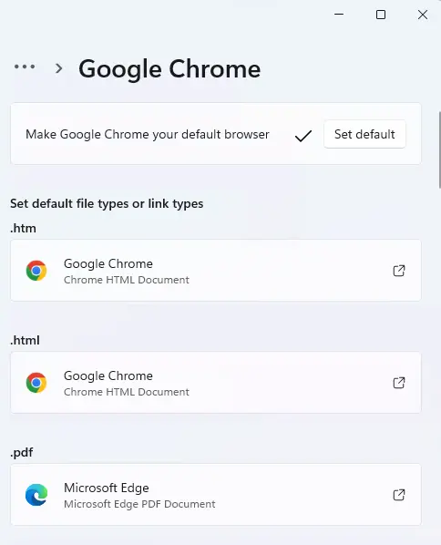 Make Google Chrome default browser