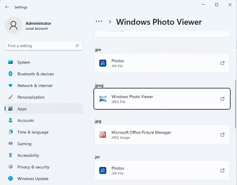 Make Windows photo viewer default