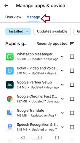 Manage apps & device