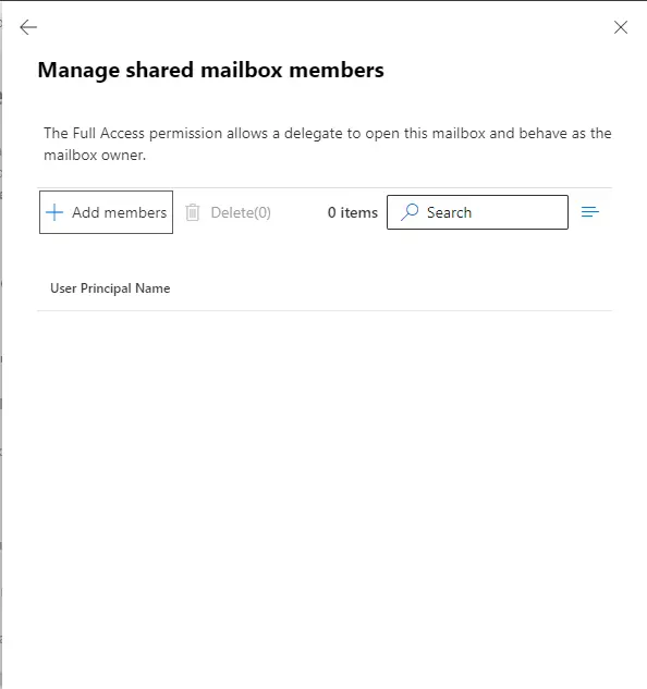 Manage shared mailbox members