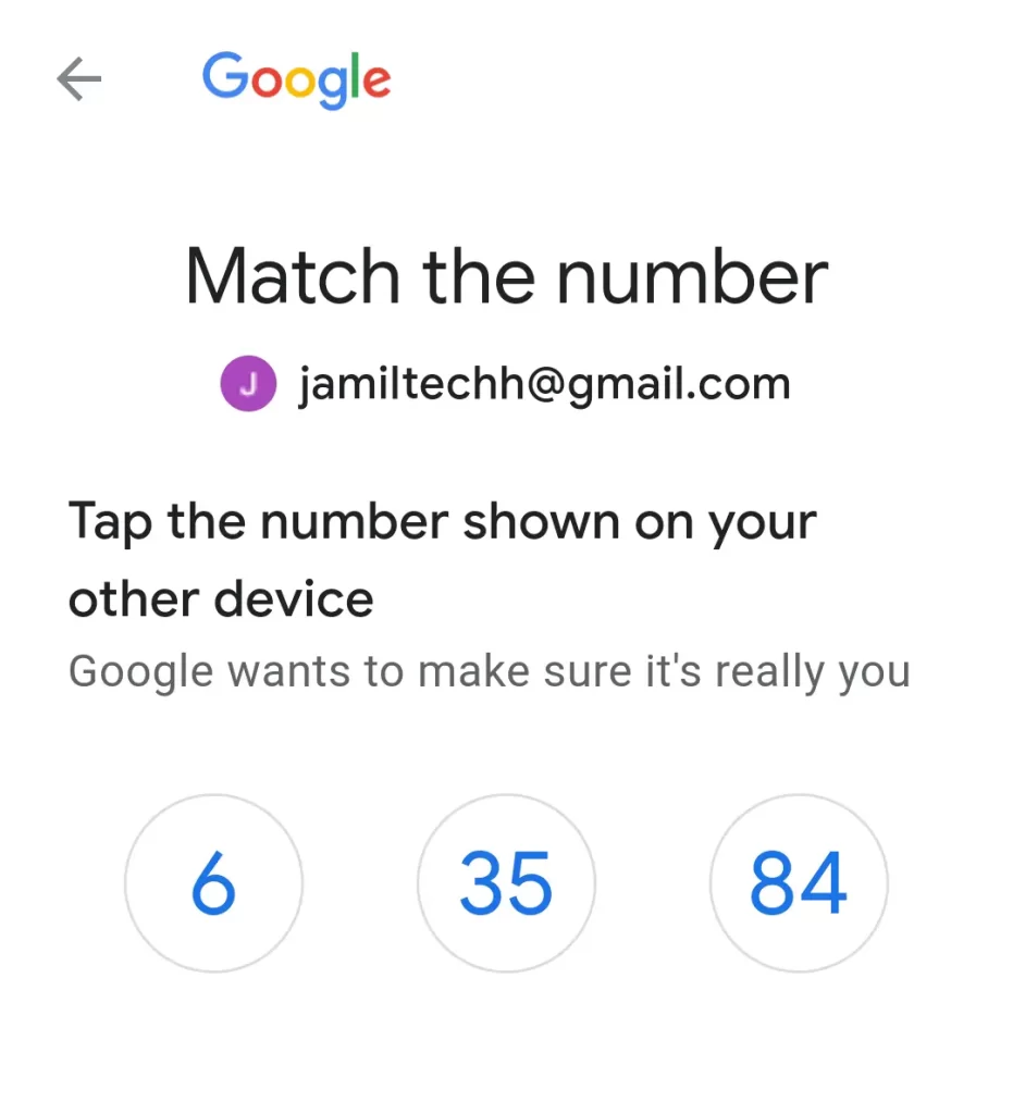 Match the number shown on device