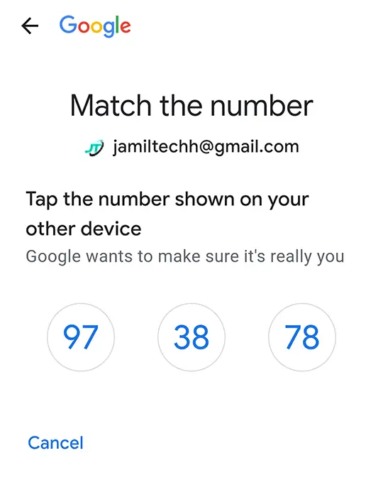 Match the number shown on your device