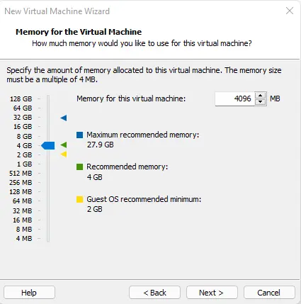 Memory for the virtual machine