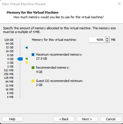 Memory for the virtual machine