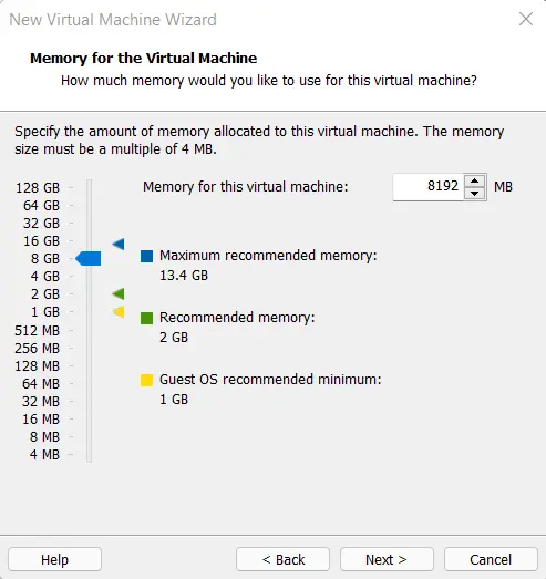 Memory for the virtual machine