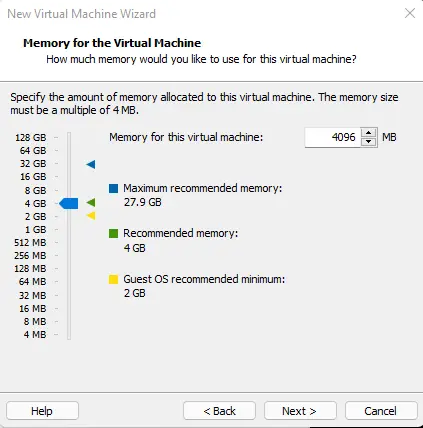 Memory for the virtual machine