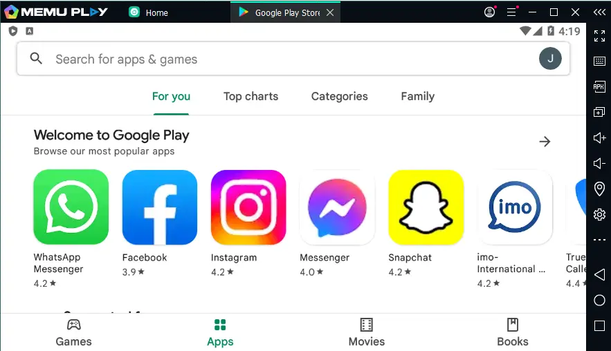 Memu Google play store