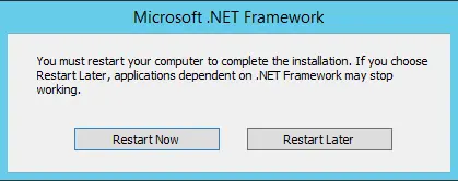 Microsoft .net framework restart now