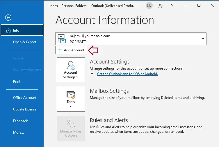 Microsoft 365 account information