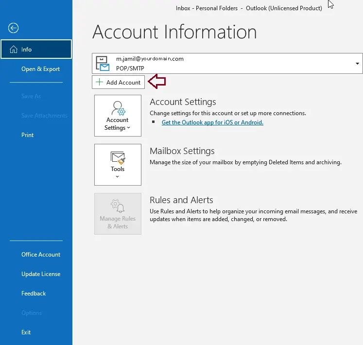 Microsoft 365 account information