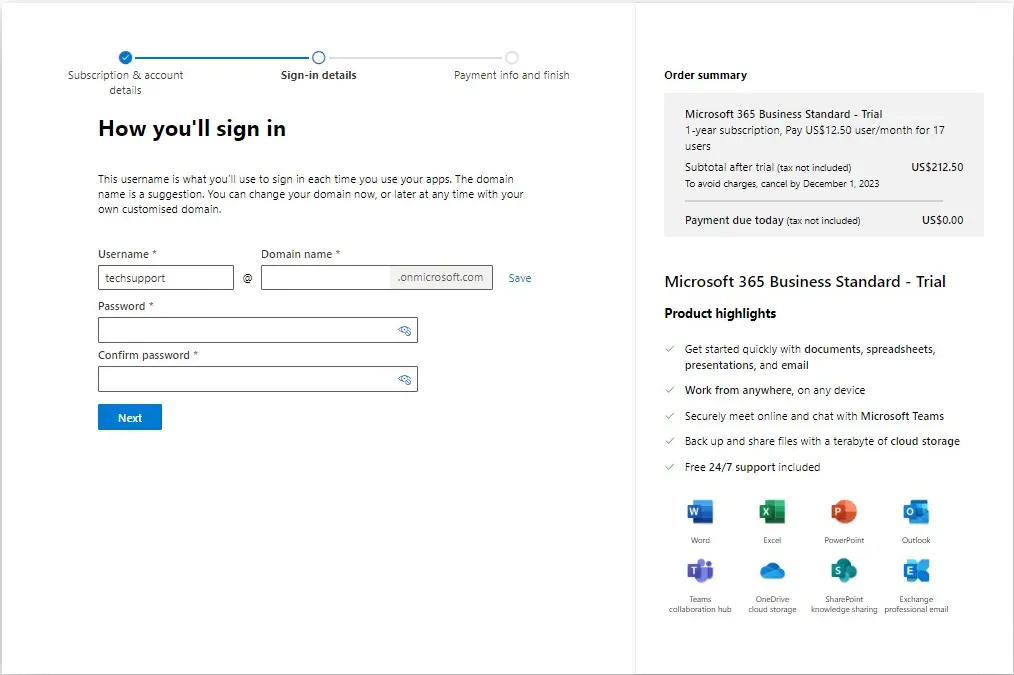 Microsoft 365 create username