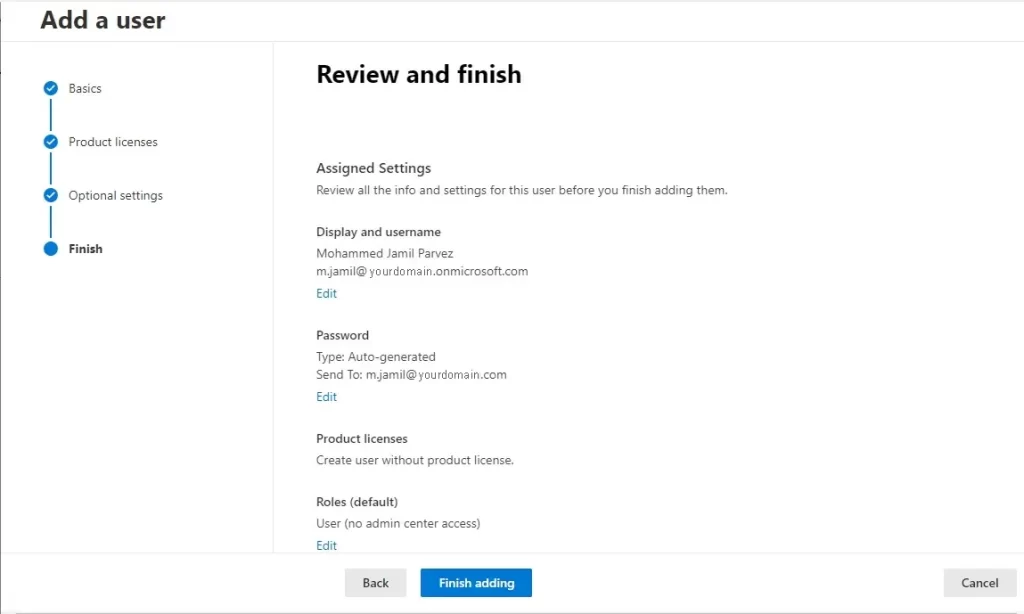 Microsoft 365 user review and finish