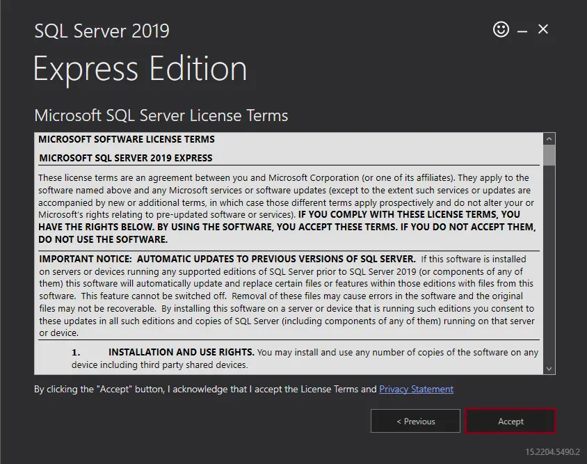 Microsoft SQL server license terms