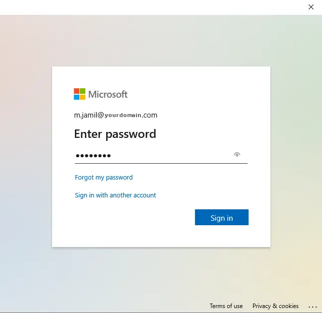 Microsoft account enter password