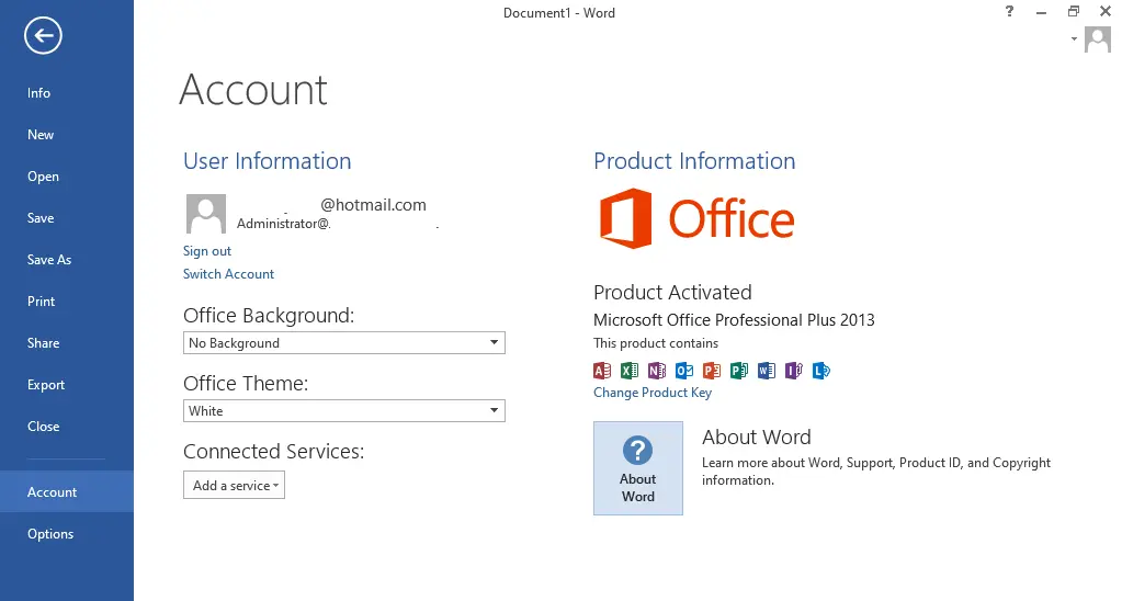 Microsoft office product information