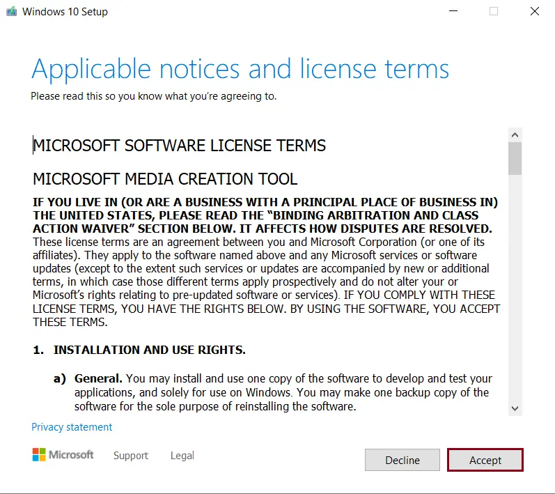 Microsoft softwaer License terms