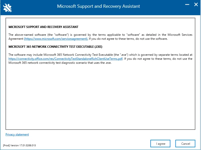 Microsoft support and recovery assistant