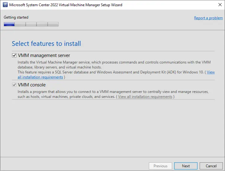 Microsoft system center 2022 setup wizard