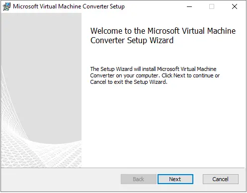 Microsoft virtual machine converter setup