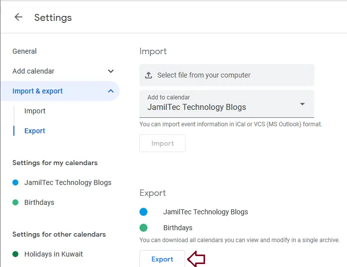 Migrate IMAP Gmail calendar