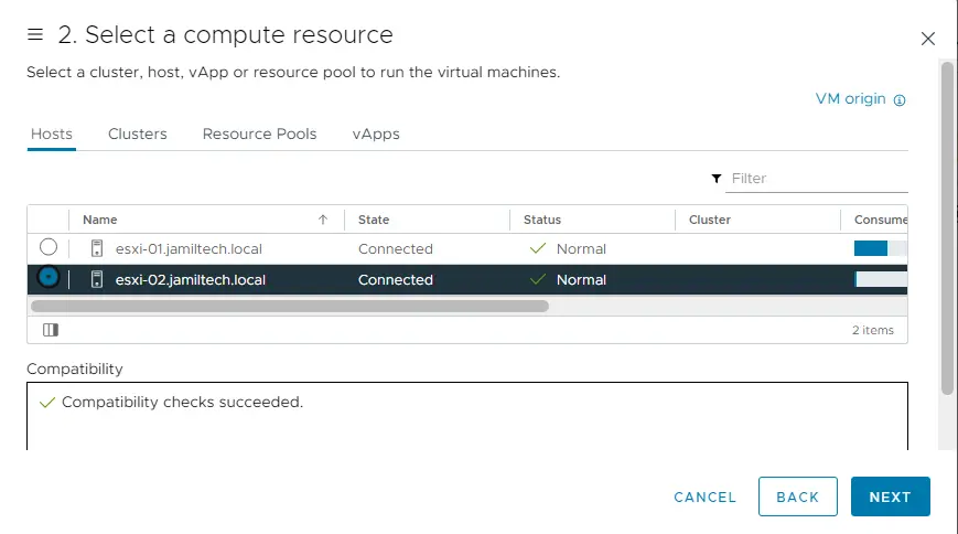 Migrate VM compute resource