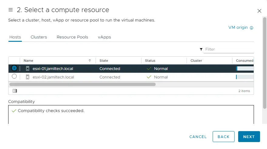 Migrate VM computer resource