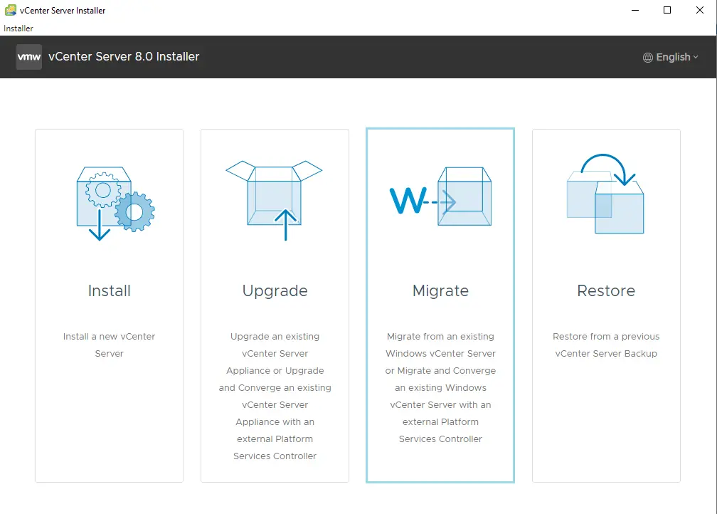 Migrate Windows vCenter to VCSA 8.0