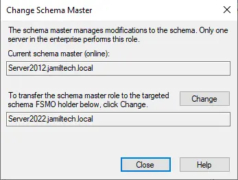 Migrate active directory change schema master