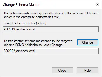 Migrate active directory change schema master