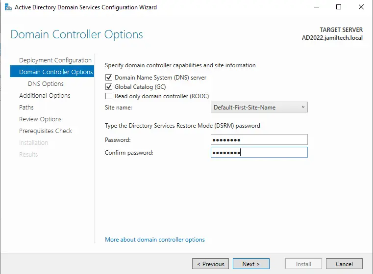 Migrate domain controller options