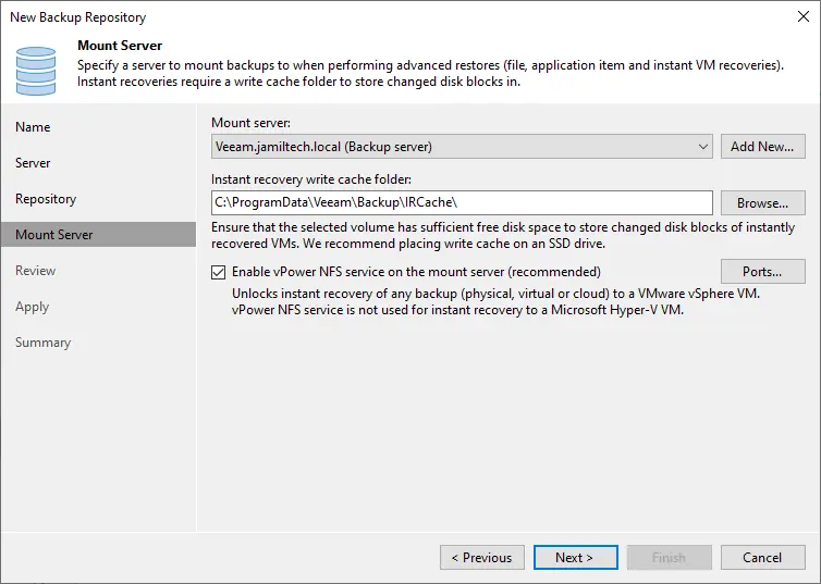 Mount server new backup repository