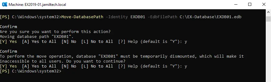 Move database path log folder path