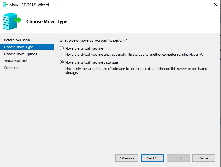 Move virtual machine storage