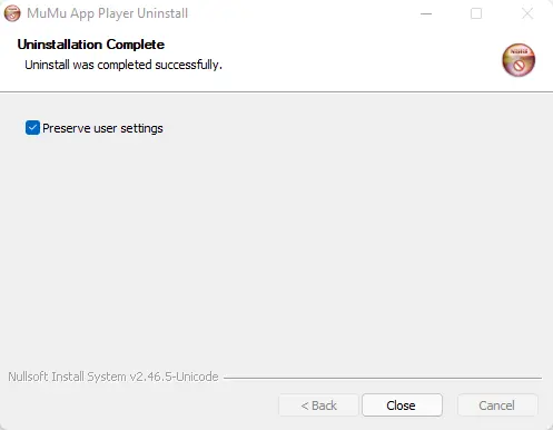 MuMu App successfully uninstalled