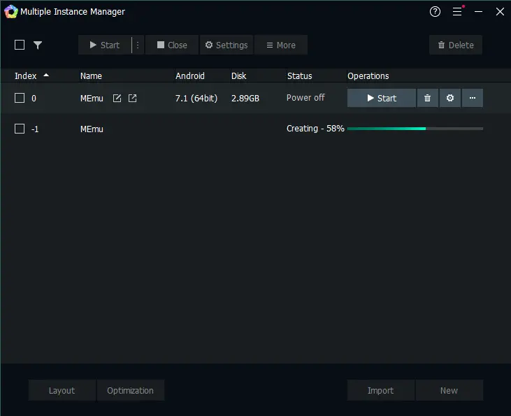 Multiple instance manager Memu