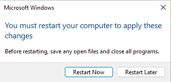 Must restart your computer