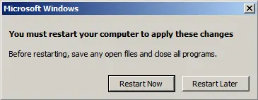 Must restart your computer