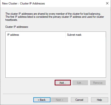 NLB cluster IP addresses