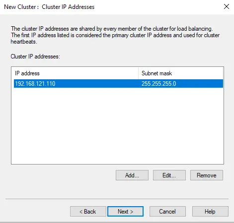 NLB new cluster IP address