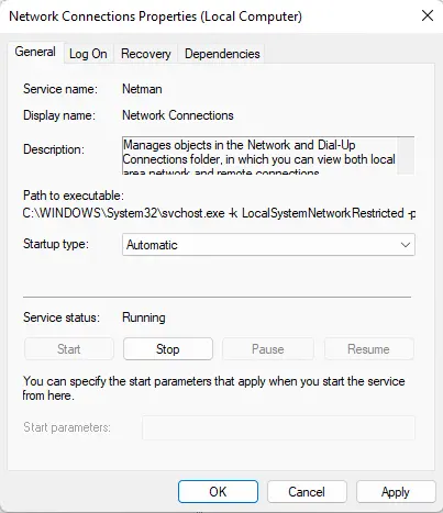 Network Connections service