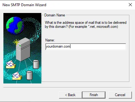 New SMTP domain wizard name