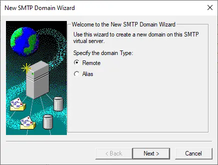 New SMTP domain wizard