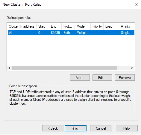 New cluster port rules