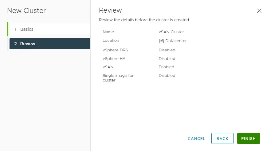 New cluster review details