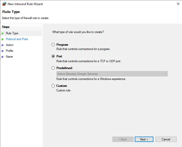 New inbound rule type