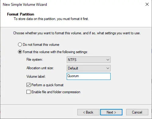 New simple volume format partition