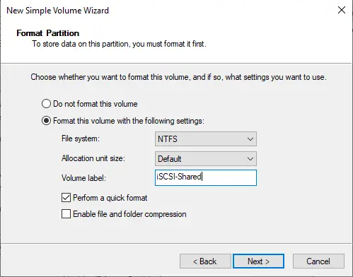 New simple volume format partition